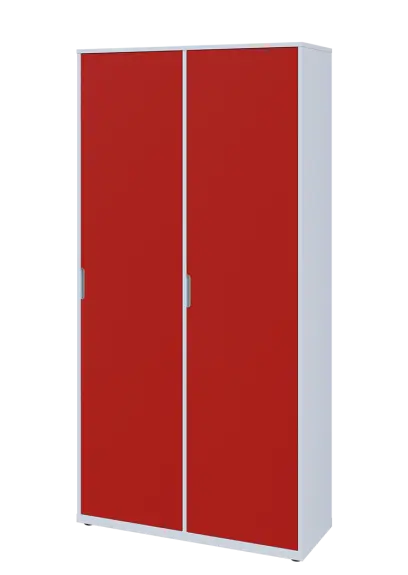 KSR6-81 P skříň šatní, 2x výsuvné ramínko, 2053x1022x400 mm, provedení pravé, bílá sněžná/červená